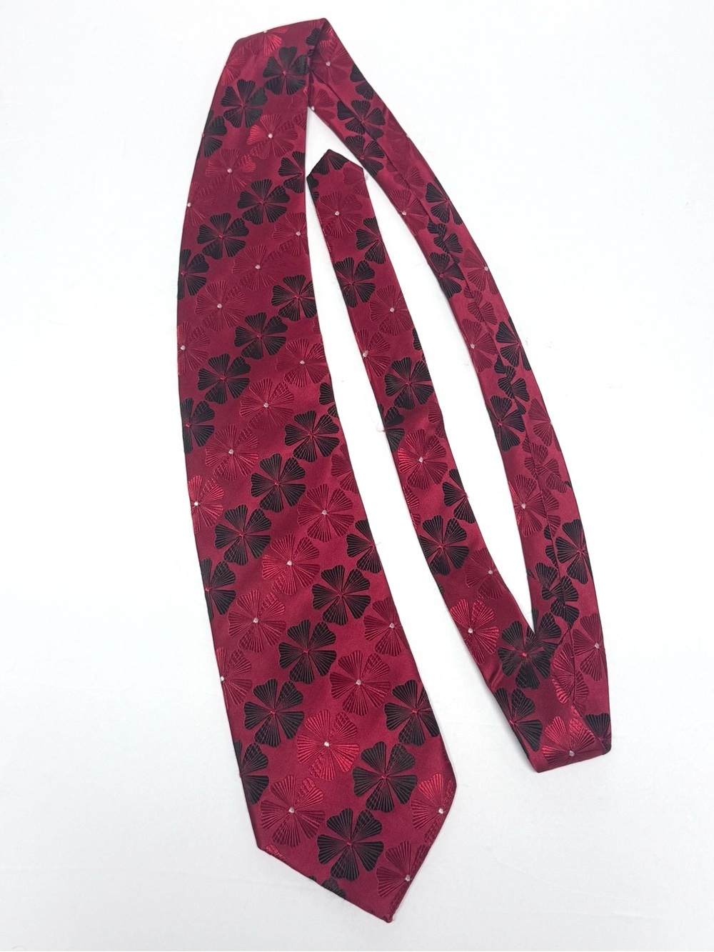 Steve Harvey Collection Silk Tie Red Black Floral Jacquard Y2K Statement Necktie